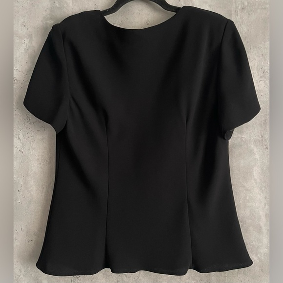 VTG Donna Ricco 2Pc Blk Evening Gown Blouse Chiffon Slit Overlay Skirt Dress S12 - Picture 4 of 13